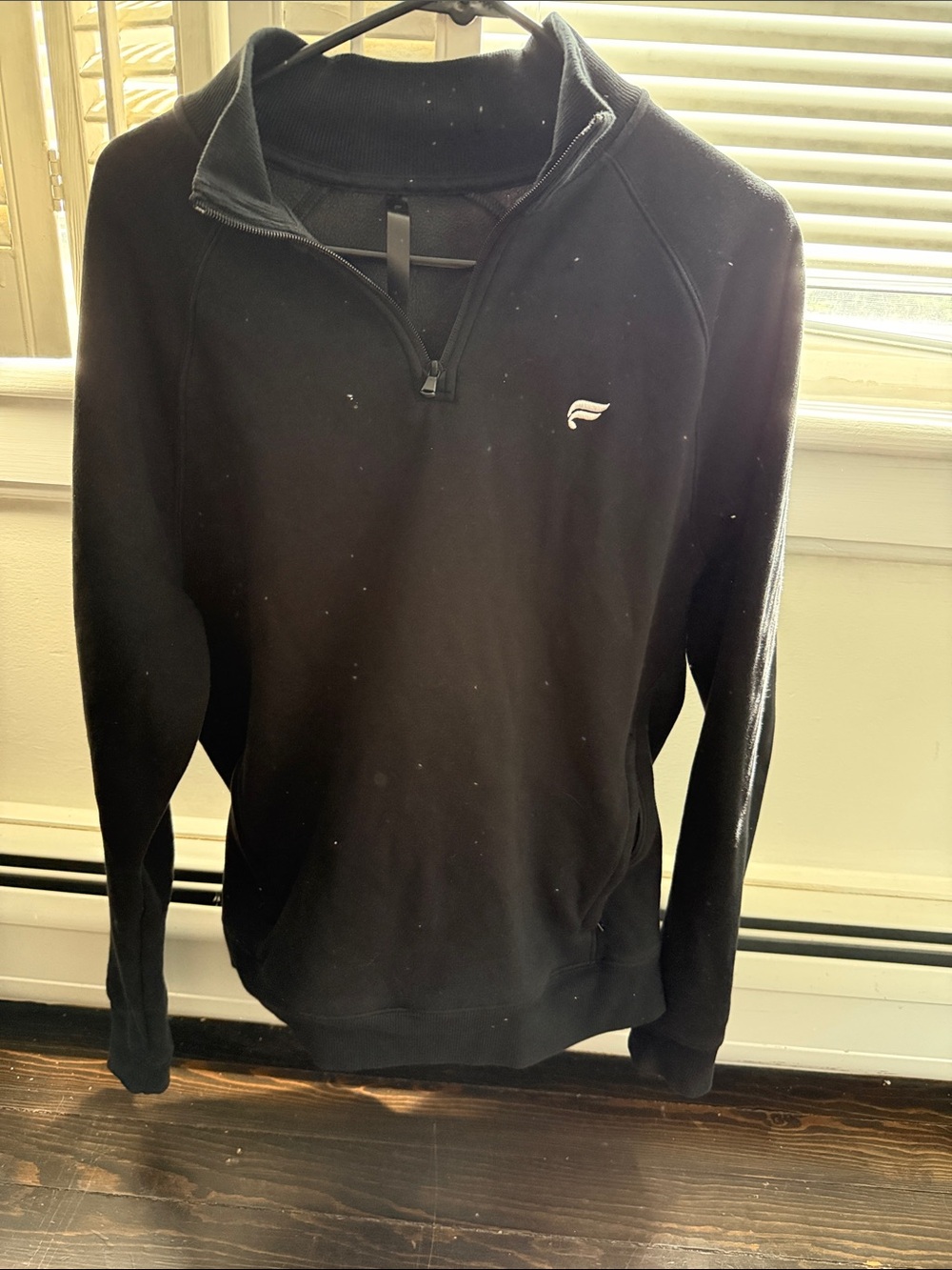 Men's Black Quarter-Zip Sweater with Subtle Logo